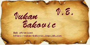 Vukan Baković vizit kartica
